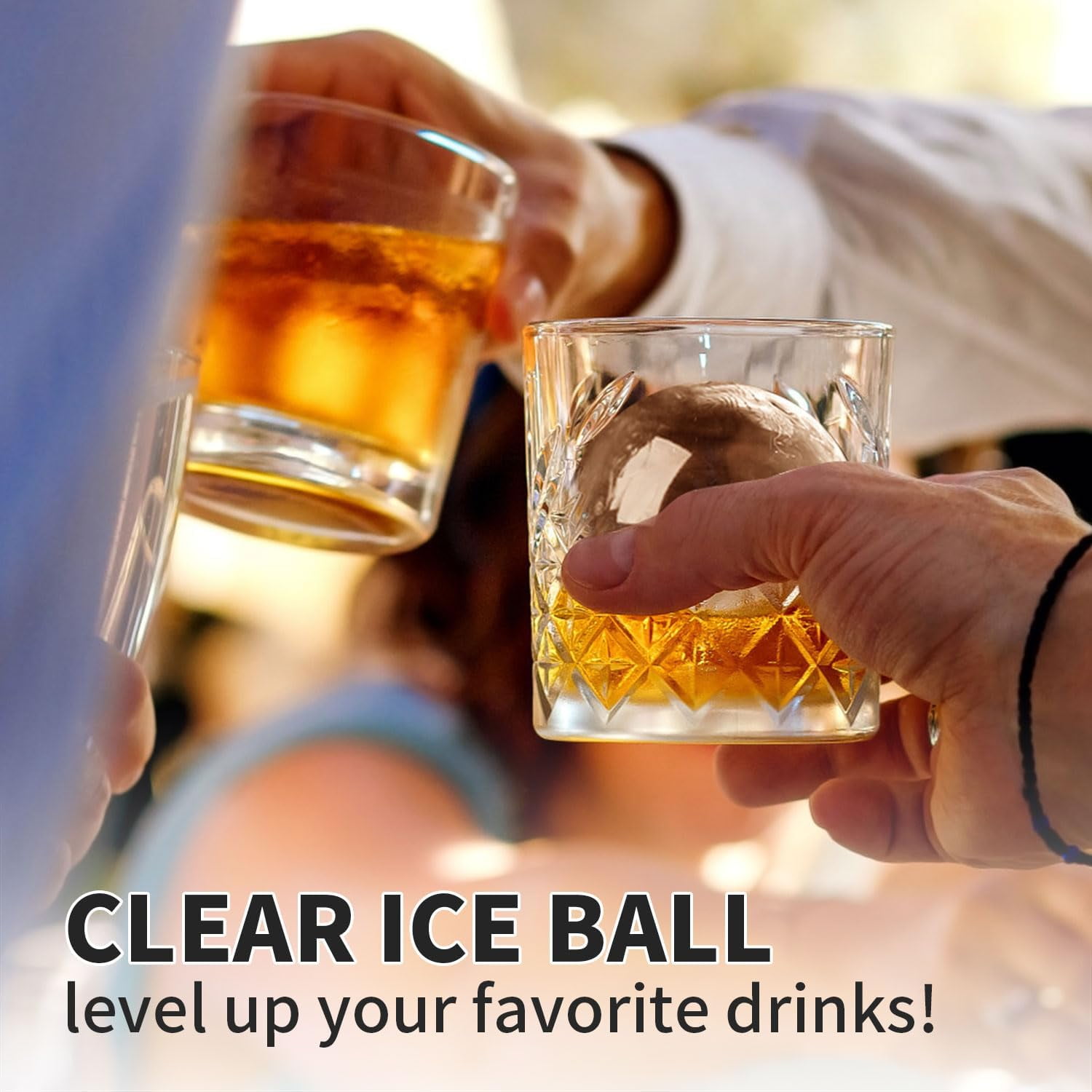 Clear Ice Ball Maker for Whiskey:  Circle Ice Cube Tray Make 2Inch Ice Sphere - Clear Ice Cube Maker for Old Fashioned Bourbon Whisky