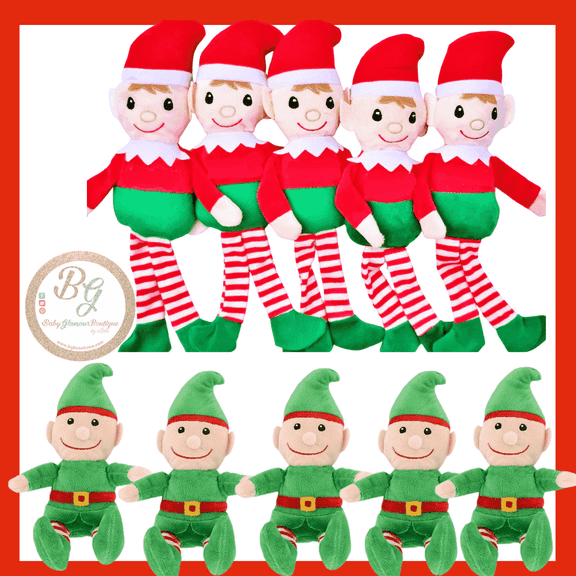 Plush Elf Bundle Christmas Holiday 10-Piece, 14.5 in & 10 in