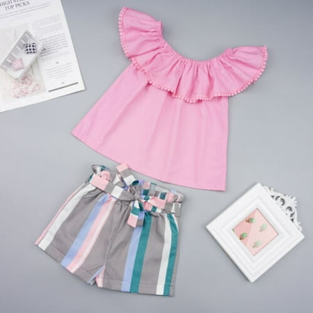

Toddler Kid Baby Girl Summer Top T-shirt+Short Pants Outfit Set Clothes 1-6Years