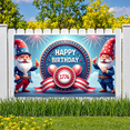 thumbnail image 4 of Patriotic Theme Happy Birthday Banner Gnome Design Colorful Stars Festive Balloons Celebration Decoration for National Day USA Party Independence Celebration, 4 of 7