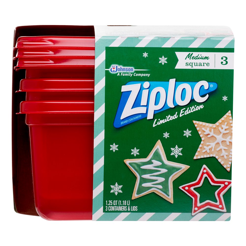 Ziploc Limited Edition Holiday Large Rectangular Container, Green, 2
