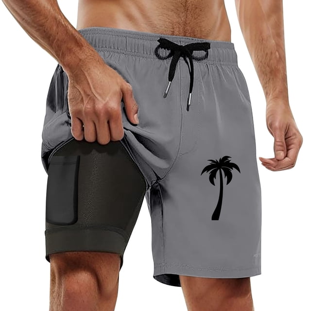 Xdzjlr Running Shorts For Men,Swim Trunks With Compresssion Liner Inseam Board Bathing Suit With Pockets Leisure Running Shorts For Men