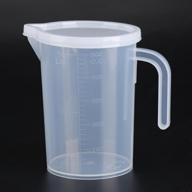 Greensen Tasses à mesurer en plastique claires de 500ml / 1000ml avec le  couvercle cuisine faisant cuire des auxiliaires de cuisson, tasse à mesurer  avec le couvercle, tasse à mesurer en plastique 