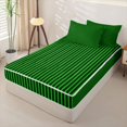thumbnail image 3 of Castle Fairy Hippie Vertical Line Zipper Twin Comforter Sets with Fitted Sheet and 2 Pillowcases,Tribal Linear Pattern Zipper Bedding Set,Bright Green Black,Reversible, 3 of 7