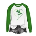 thumbnail image 4 of Saint Patricks Day Outfit Women Green Raglan Shirt Long Sleeve Shamrock Heart Print Shirts Crewneck Pullover Tops Irish Sweatshirt, 4 of 5