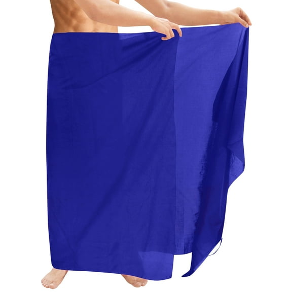 HAPPY BAY Men's Bath Trunk Holiday Sarong Pareo Beach Wrap One Size Blue, Plain Summer Vacation Party
