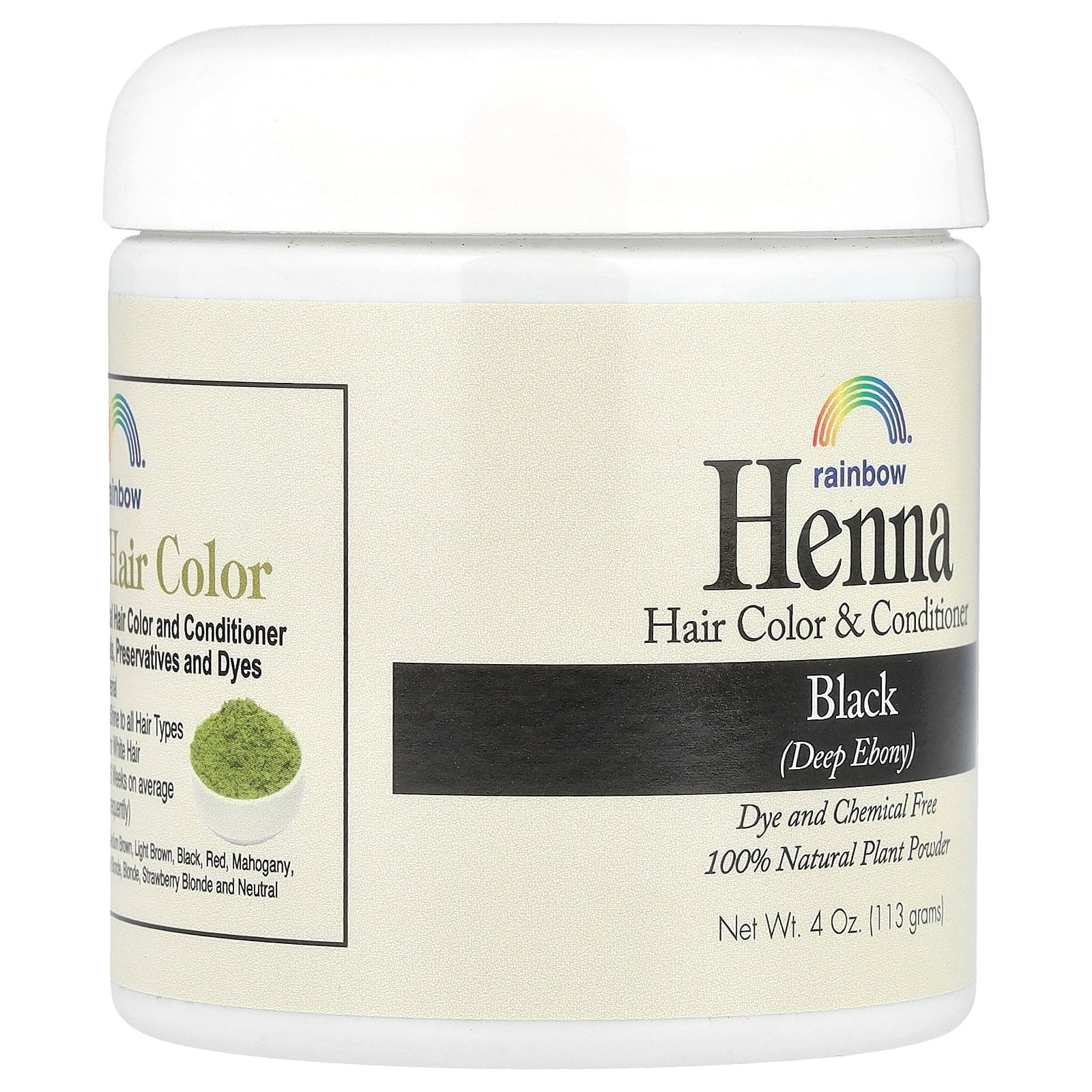 Rainbow Research Henna Hair Color, Black Deep Ebony, 100