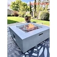 thumbnail image 3 of ESSENTIAL LOUNGER 35 inch Square Propane Fire Pit Table, 50,000 BTU Outdoor Concrete Firepit Table for Garden＆Patio, with Glass Wind Guard, Propane Tank Metal Stand and Waterproof Cover, Grey, 3 of 15
