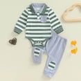 thumbnail image 2 of newwalpole Baby Boy Clothes Newborn Infant Boys Outfits Romper Hat Pants 3PC Set 0-3 3-6 6-12 12-18 Month Clothing Gift Dark Green for Size 0-3 Months, 2 of 7