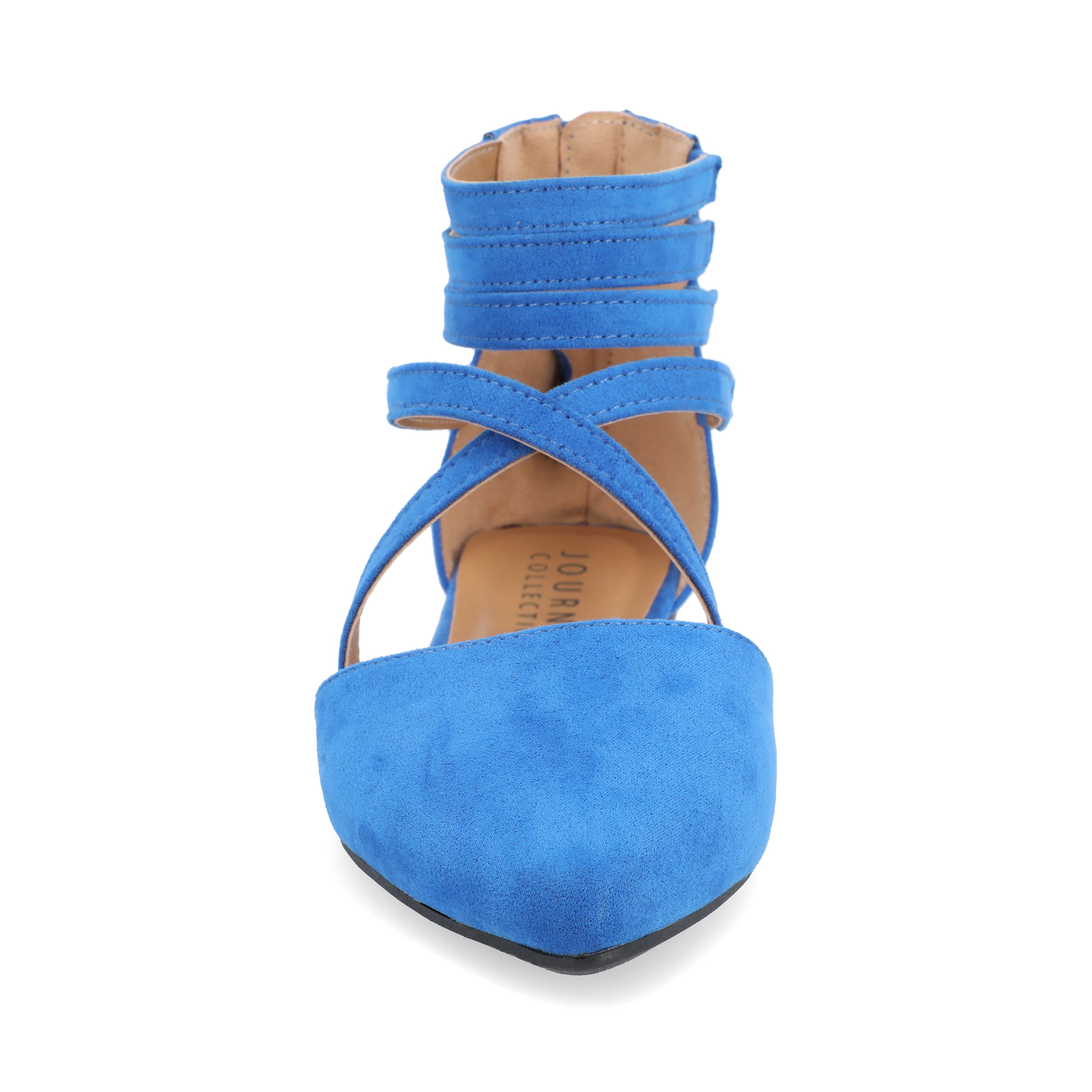 Journee Womens Marlee Back Heel Zip Pointed Toe Cage Flats