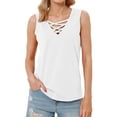 thumbnail image 3 of Nlife Women Sleeveless Criss Cross V Neck Casual Tank Top Basic Summer Outfits, 3 of 6