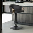 thumbnail image 3 of Solstice Adjustable Black Faux Leather Swivel Barstool With Black Powder Coated Finish and Gold Accents, 3 of 8