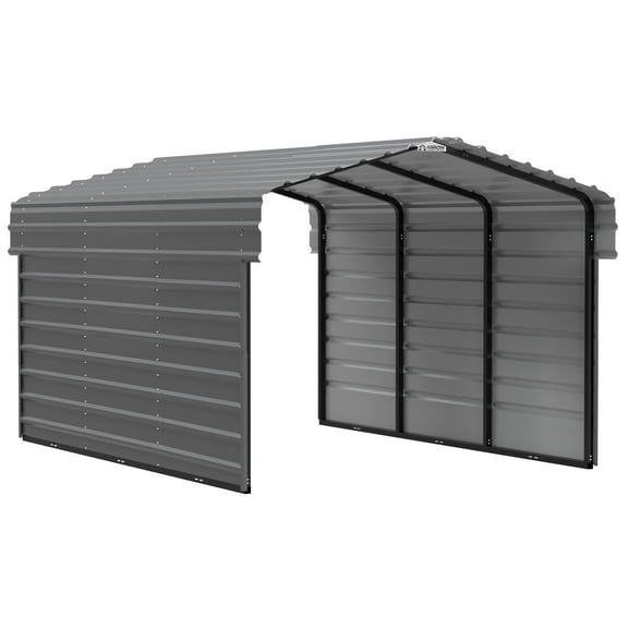 Arrow 10 x 15 x 7 ft Charcoal Steel Carport With 2 Side Wall Kit