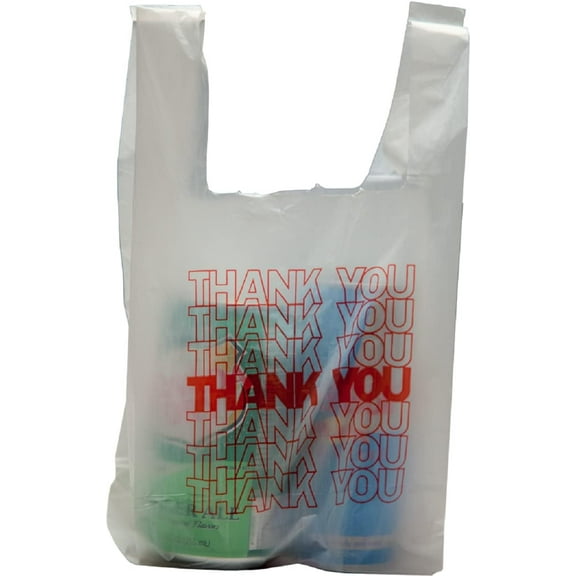White Plastic Thank You Bags with Handles 6 x 4 x 15, Polyethylene Thank You Plastic Bags for Small Business Pack of 2000, Single Use Plastic Grocery Bags with Handles 0.65 Mil