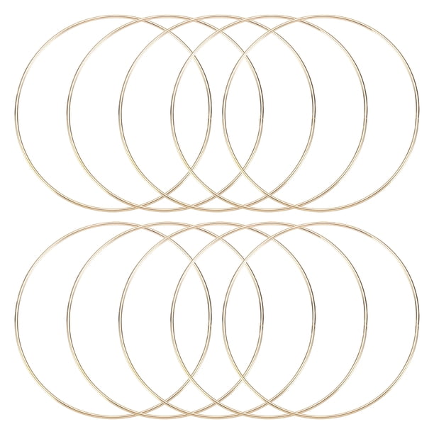 Uxcell 10 Pcs Aros de Atrapa Sueños de Metal de 6" para Manualidades de DIY Soportes para Plantas Dorado