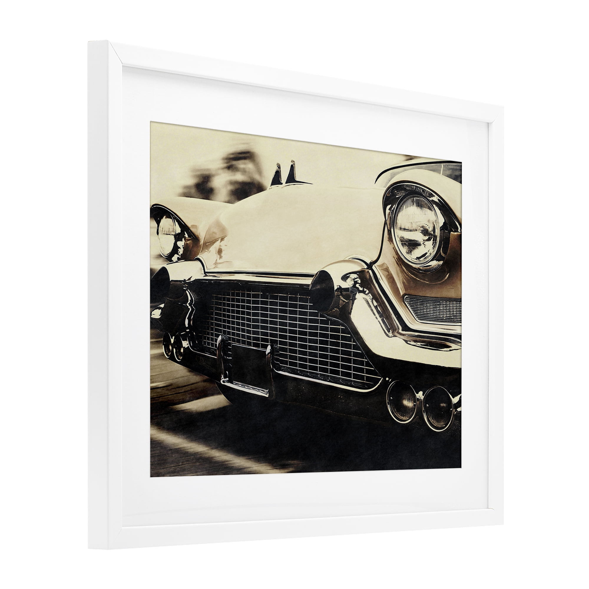 Stupell Industries Vintage Ride Headlights White Framed Print Under Glass, design by Marcus Prime