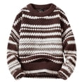 thumbnail image 2 of Xcmzpl Striped Chunky Sweaters Mens Crew Neck Long Sleeve Drop Shoulder Knit Pullover Sweater Vintage Color Block Fall Sweaters, 2 of 10