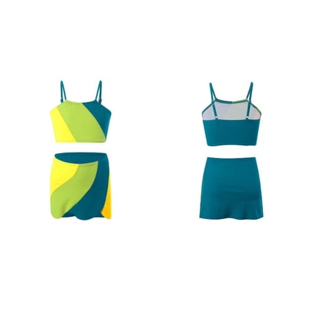 Liyamei Girls Two Piece Swimwear Cute Ruffle Tankini Top And Swim Shorts For Toddler Kids Swim Girls Bathing Suits for Size 6-7 Years