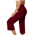 thumbnail image 4 of cocolona Women's Summer High Waist Cargo Capri Pants Casual Solid Color Stretch Loose Workout Yoga Cropped Pants with Pocket, 4 of 5