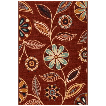 Mainstays Traditional Minerva Red Multi Floral Area Rug, 3'4"x5'