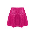 thumbnail image 2 of TiaoBug Kids Girls Shiny Sequin Skirts Sparkly Skater A Line Mini Skirt for Dance Performance Hot Pink 12, 2 of 5