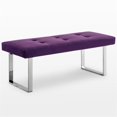 thumbnail image 5 of Posh Living Myles Tufted Velvet Bench with Stainless Steel Legs in Purple/Chrome, 5 of 8