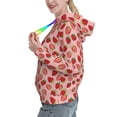 thumbnail image 2 of Fotbe Strawberries Pattern Womens Long Sleeve Hoodie, Pullover Hooded Sweatshirt, Kangaroo Pocket Hoodie with Eye-catching Drawstrings-Medium, 2 of 7