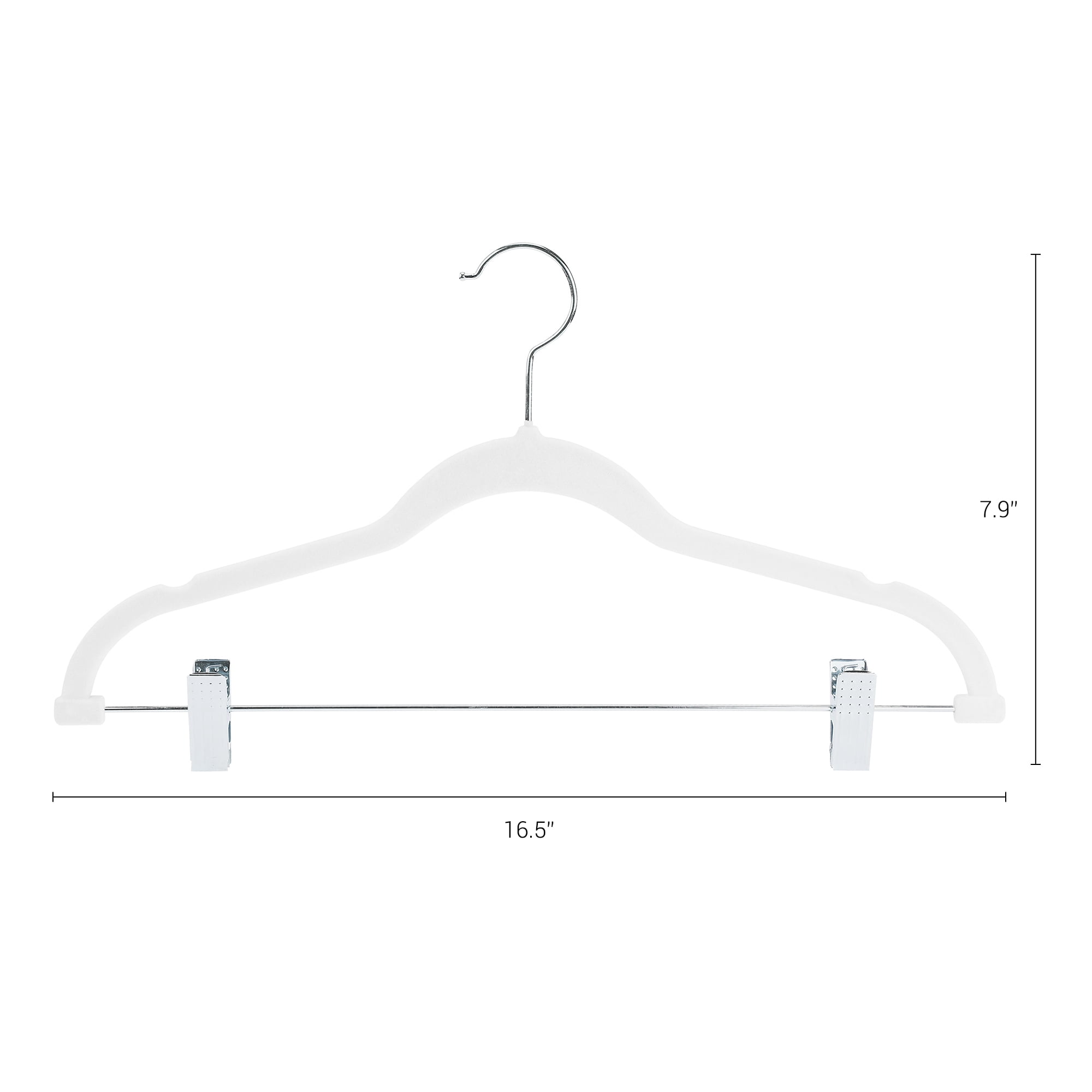 Unique Bargains Flocked Non-Slip Hangers with Pinch Clips 20 Packs White