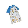 thumbnail image 2 of Yunliwuli Toddler Boys Rash Guard Swimwear Cartoon Marine Organisms Print Short Sleeve Swimsuits Front Zipper Bathing Suits, 2 of 10