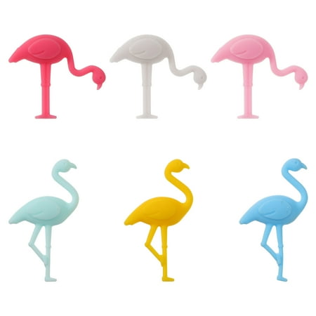 

1 Set 6Pcs Silicone Flamingo Wine Glass Charms Drink Markers (Assorted Color)