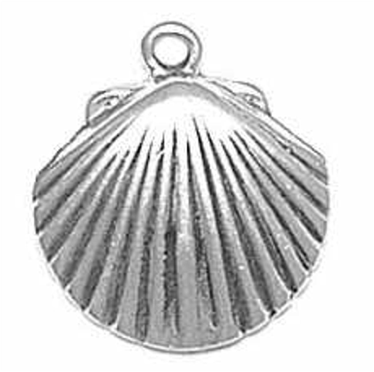 Sterling Silver Womens 1mm Mini Ridged Pecten Scallop Seashell Mollusk Pendant Necklace 