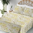 thumbnail image 3 of Ambesonne Floral Fitted & Flat Sheet with Sham 3 Pcs Set, Hand-Drawn Minimal Flowers, Twin XL, Mustard Vermilion and Orange, 3 of 5