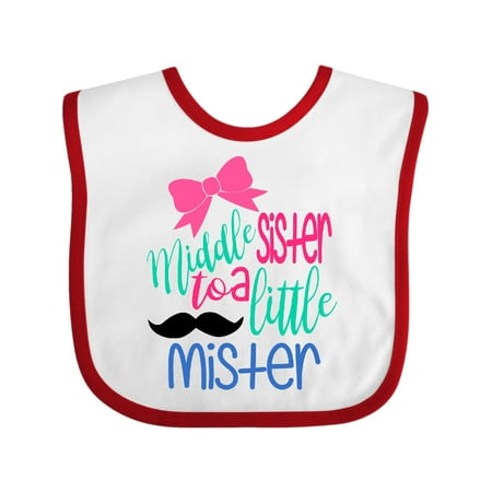 

Inktastic Middle Sister to a Little Mister Gift Baby Girl Bib