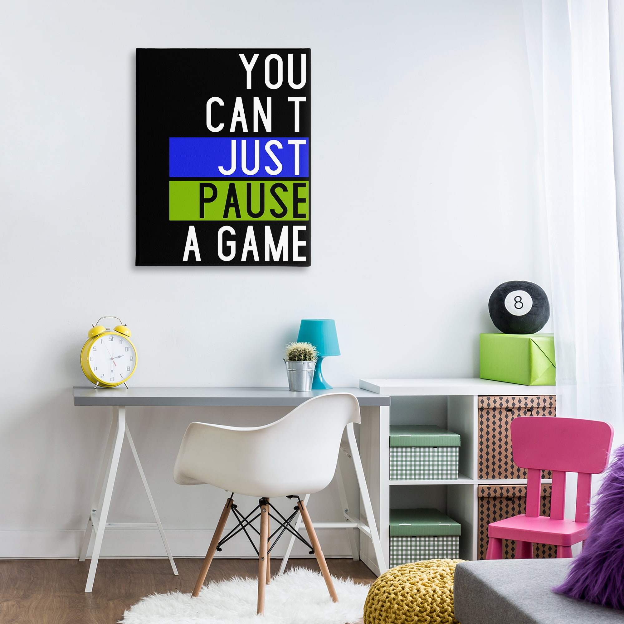 Stupell Industries Can't Pause a Game Typography Painting Gallery Wrapped Canvas Art Print Wall Art, 30 x 40