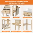 thumbnail image 4 of Wood Outdoor Grill Cart – Sturdy for Patio & Garden – Stainless Steel Top – Storage Cabinet, Drawer & Open Shelves – Portable Rolling Kitchen Island – Lockable Wheels – Natural Wood, 4 of 7