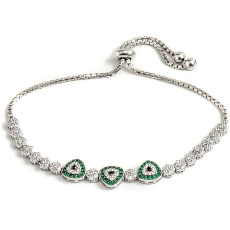Pori Jewelers CZ Sterling Silver Multi-Triangle Friendship Bolo Adjustable Bracelet