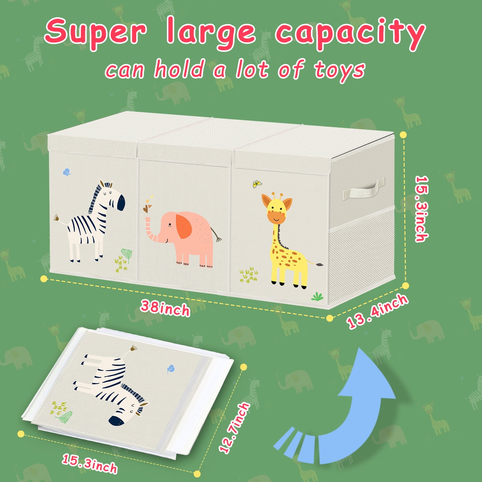Extra Large Toy Box, Collapsible Sturdy Kids Toy Chest for Boys, Girls, Kids, 39*13.5*15.5",Toy Storage Organizer Toddler Storage Bins with Lids, Toy Box for Living Room, Bedroom, Nursery, Beige