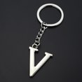 thumbnail image 1 of Keychain Initial Letter Key Chain Silver for Men Women Personalized Alphabet Monogram Keychain for Car Keys, V, 1 of 4