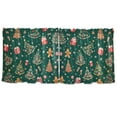 thumbnail image 7 of Yayeee Kitchen Curtains Tier Set of 2 Light Filtering 57"x36" Over Sink Window Panels, Green Christmas Gingerbread, 7 of 7