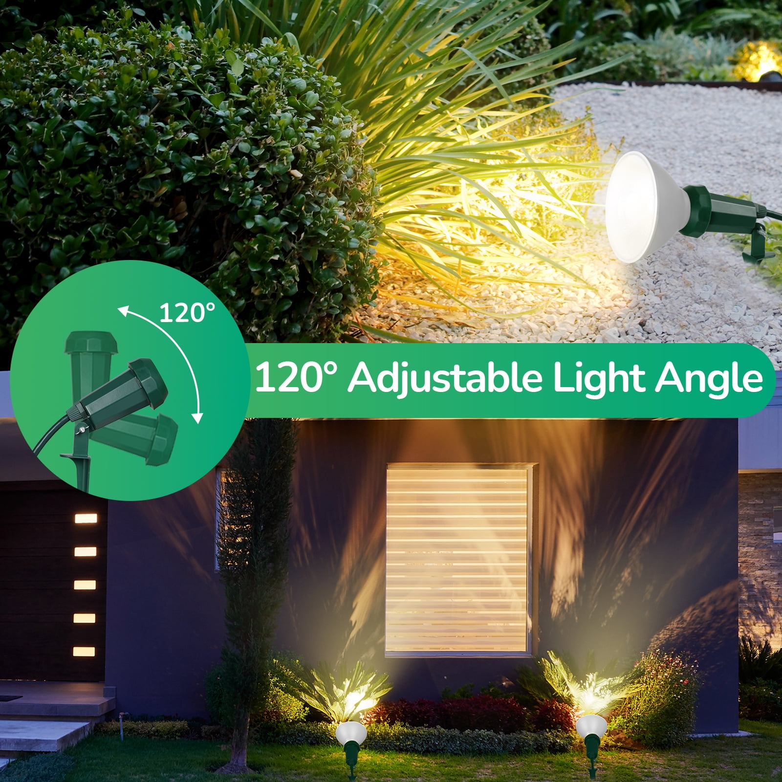 EDISHINE 2 Pack  Outdoor Spotlights for Garden Decoration Landscape light Plug in with 6FT Power Cord, 120V Weatherproof, E26 Base PAR38 Bulb Socket