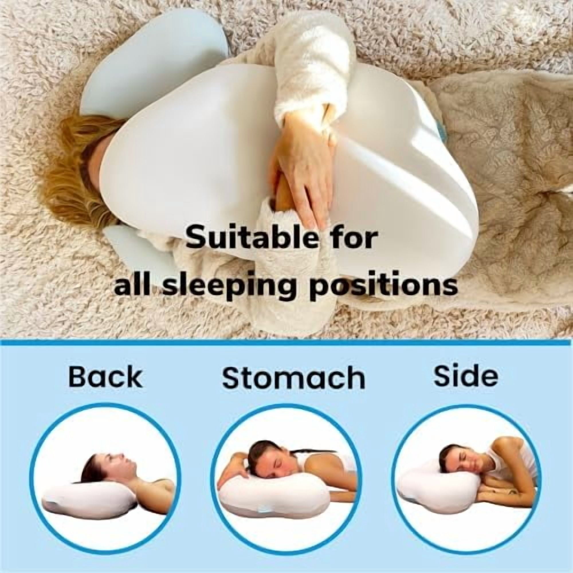 Cloud Shaped Contour Cervical Memory Foam Pillow with Additional Pillowcase - Soft Neck Support for Side Stomach Back Sleepers - Comfortable Slow Rebound Pillow with Ergonomic Design$$Bedding