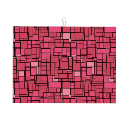 

Dish Drying Mat pink square Highly Absorbent Microfiber Drying Mat Kitchen Counter or Sink Drawer Liner 18x24 Kitchen Drying Mat Coffee Mat Kitchen Essentials