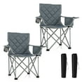 thumbnail image 1 of Gymax 2PCS Oversized Camping Chairs Heavy Duty Outdoor Folding Chair w/Cooler Pouch Gray, 1 of 10