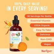MaryRuths Vitamin C Liquid Drops USDA Organic Orange Vanilla Flavor Vegan Non-GMO Acerola Fruit Extract 4 fl oz