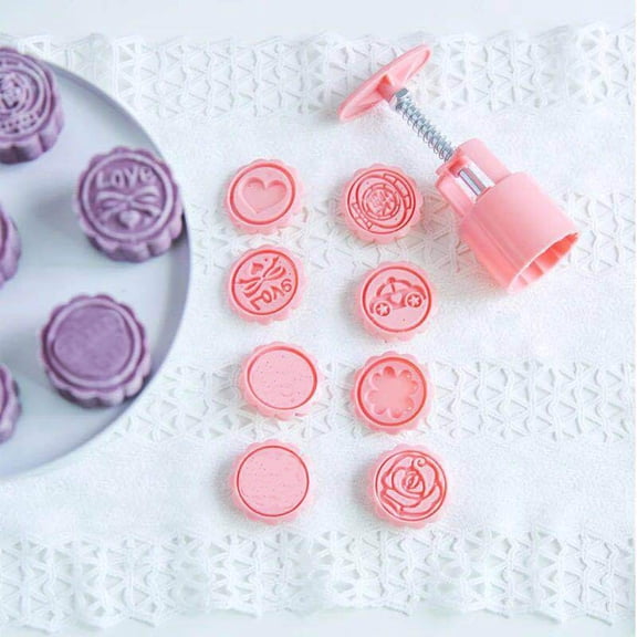 Linnome Pink 3D Hand-Pressed Cookie Mold for Home Kitchen Baking Dessert Needs