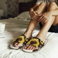 thumbnail image 4 of COEQINE Sunflower Cow Print Womens Fluffy Slippers Washable Indoor Slides Y2K House Sandals Soft Open Toe Bedroom Slippers Quiet Slip On House Slides for Her Ladies Mom, 42-43, 4 of 7