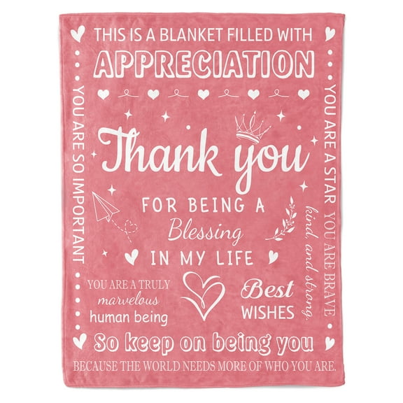 HiiKaa Thank You Gifts For Women/Men,Pink Throw Blanket 60X50" for Employee Appreciation Gifts,Farewell Gifts For Coworkers/Friends,Inspirational Gifts/Christmas Birthday Gifts For Women