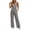 Gray, variant on Women's Jumpsuits V Neck Sleeveless Wide Leg Pants Tie Waist High Waisted Summer Casual Vacation Beach Wedding Guest Dressy with Pockets White