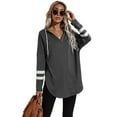 thumbnail image 2 of Hooded Sweatshirts for Women Long Sleeve Oversized V-neck Tunic Tops, 2 of 5