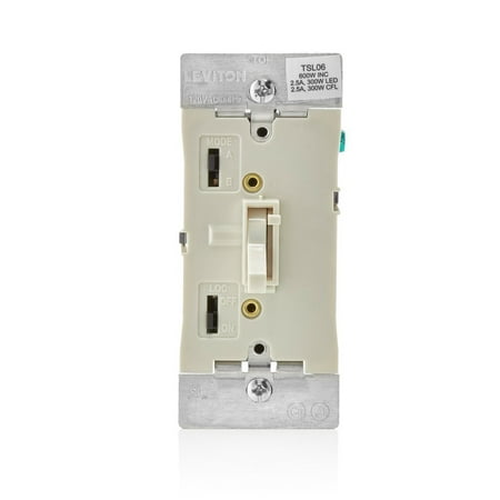 Leviton TSL06-1LT Toggle Slide Universal Dimmer, 300W Dimmable LED & CFL, 600W Incandescent & Halogen For Single Pole Or 3-Way, with Locator Light (Best Z Wave Led Dimmer)